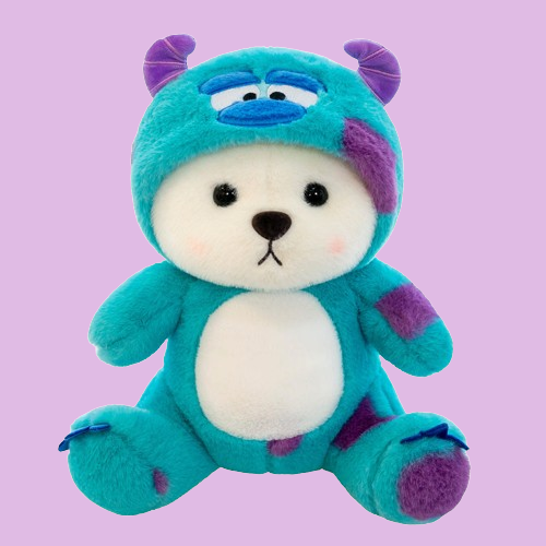 Delightful Blue Plush Bear with Purple Accents