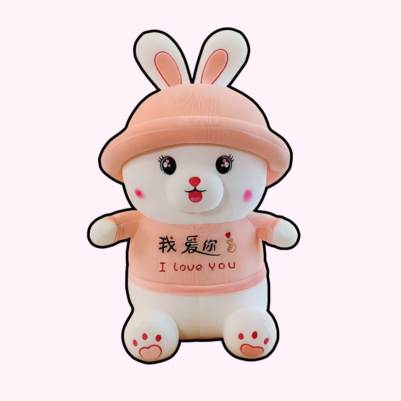 Cute Bunny Plush with I Love You Message omgkawaii