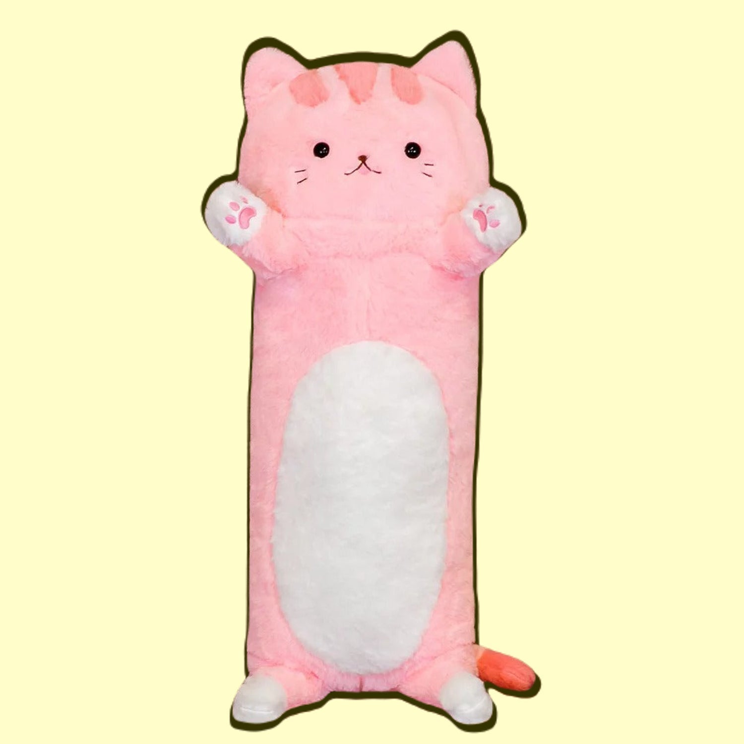 omgkawaii š° Land Animals Plushies Pink Kawaii Long Kitten Plush Pillow