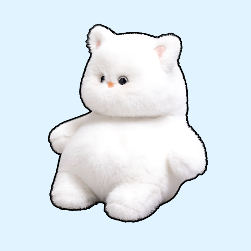 Gatito regordete de peluche con forma de bola de nieve