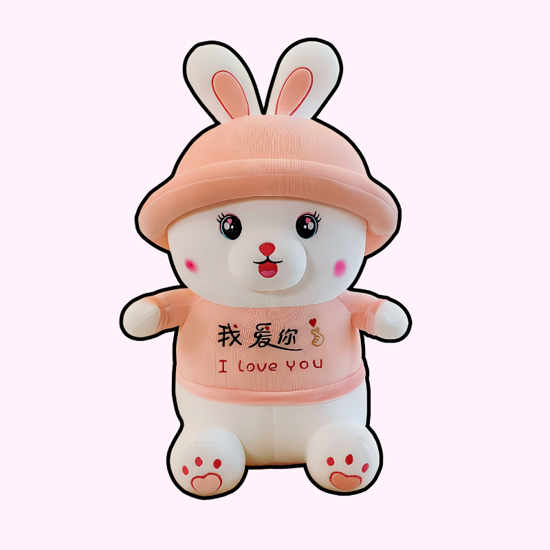 Peluche lapin mignon avec message « Je t'aime »