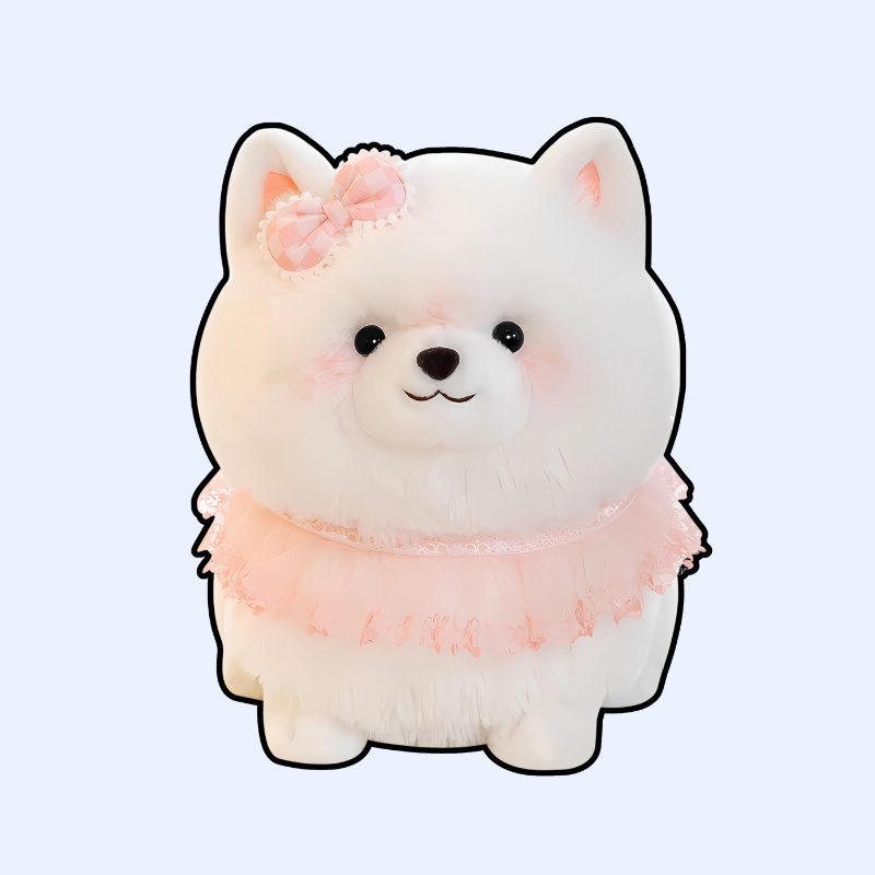 Blush Pomeranian Princess Plush dengan Tutu Merah Jambu