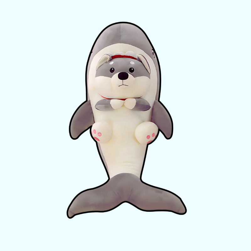 Shark-Hugging Dog Plush