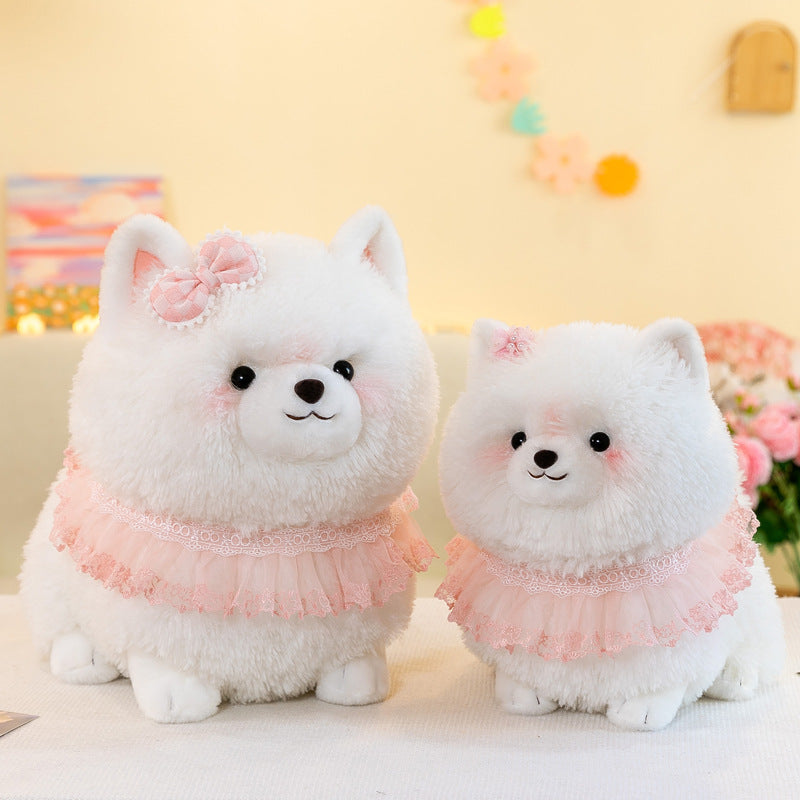 Blush Pomeranian Princess Plush dengan Tutu Merah Jambu