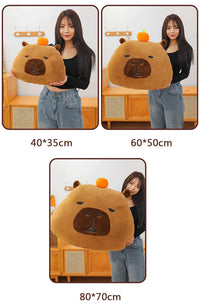 Pumpkin Hat Capybara Plush Pillow