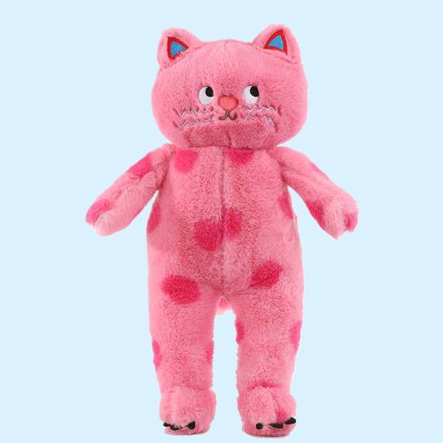 Adorable and Huggable Stuffed Kitty with a Fun Polka Dot Pattern