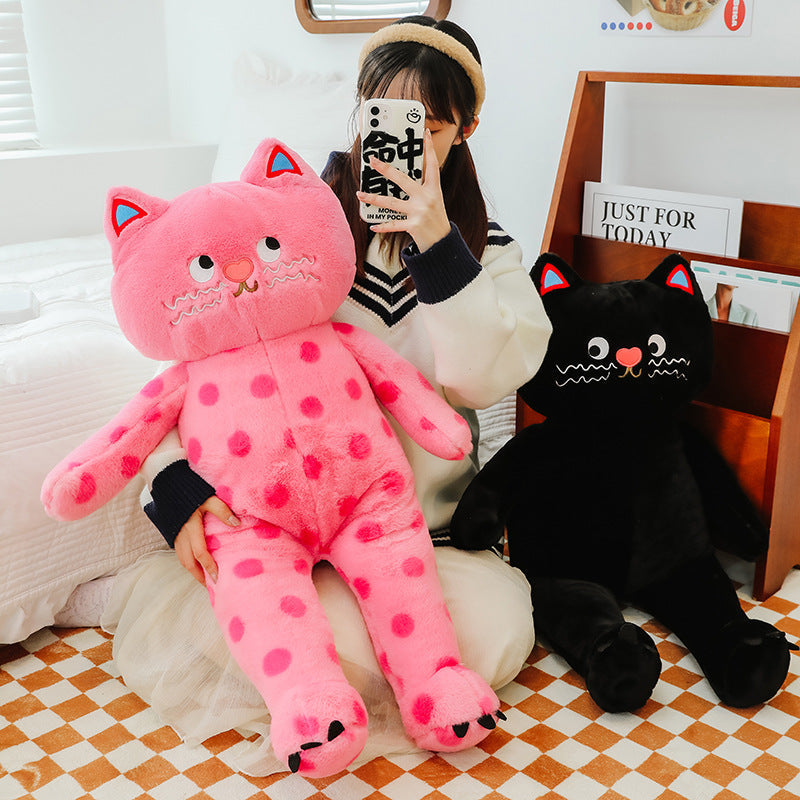 omgkawaii Adorable and Huggable Stuffed Kitty with a Fun Polka Dot Pattern