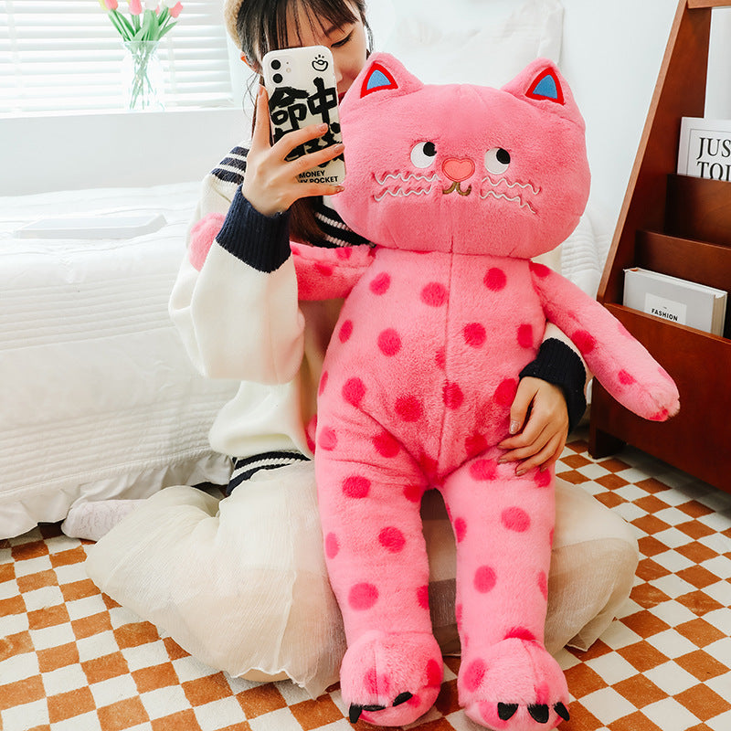 omgkawaii Adorable and Huggable Stuffed Kitty with a Fun Polka Dot Pattern