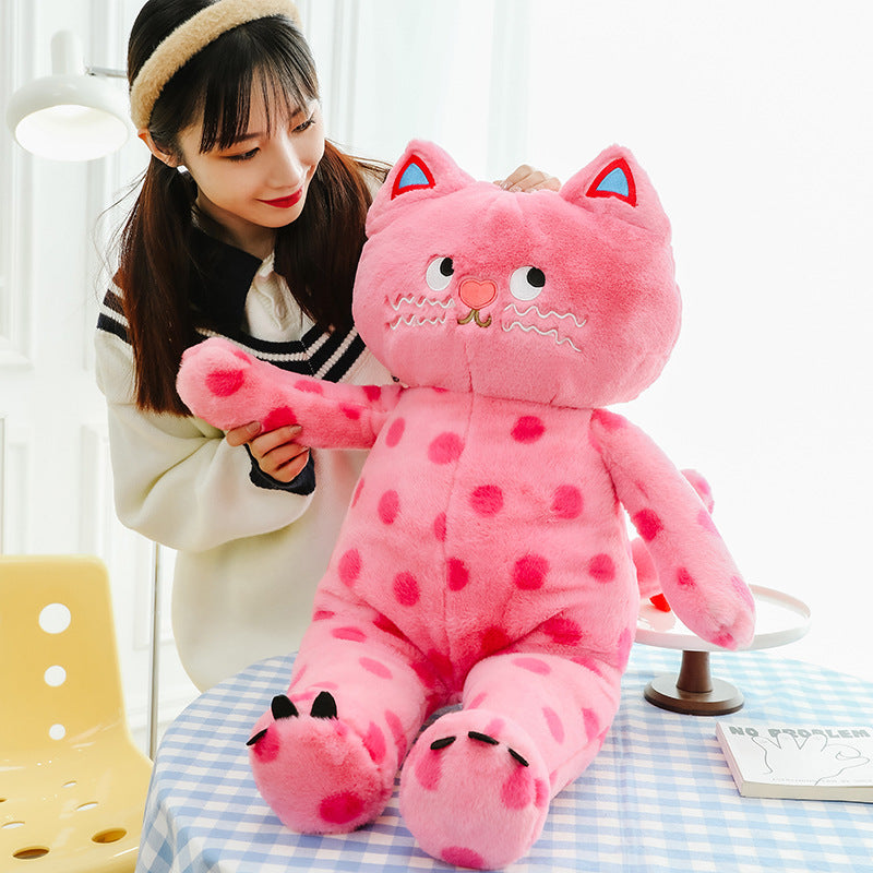 omgkawaii Adorable and Huggable Stuffed Kitty with a Fun Polka Dot Pattern