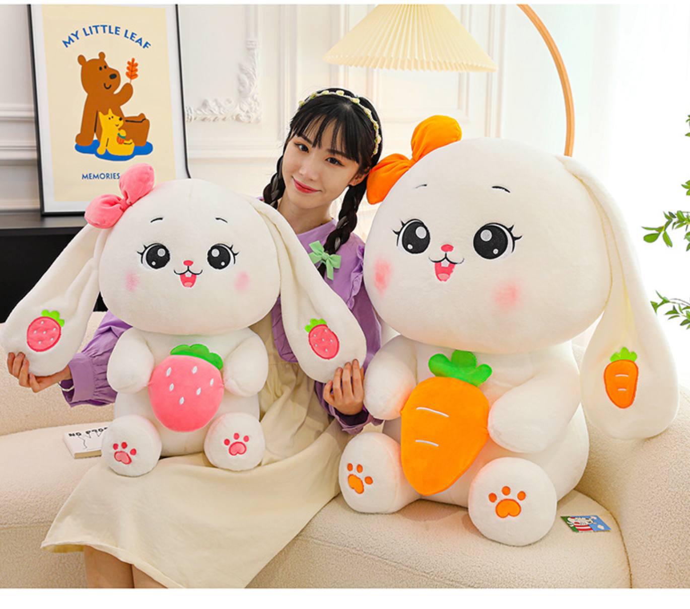 omgkawaii Adorable Bunny Plushie: Huggable Strawberry and Carrot Companion