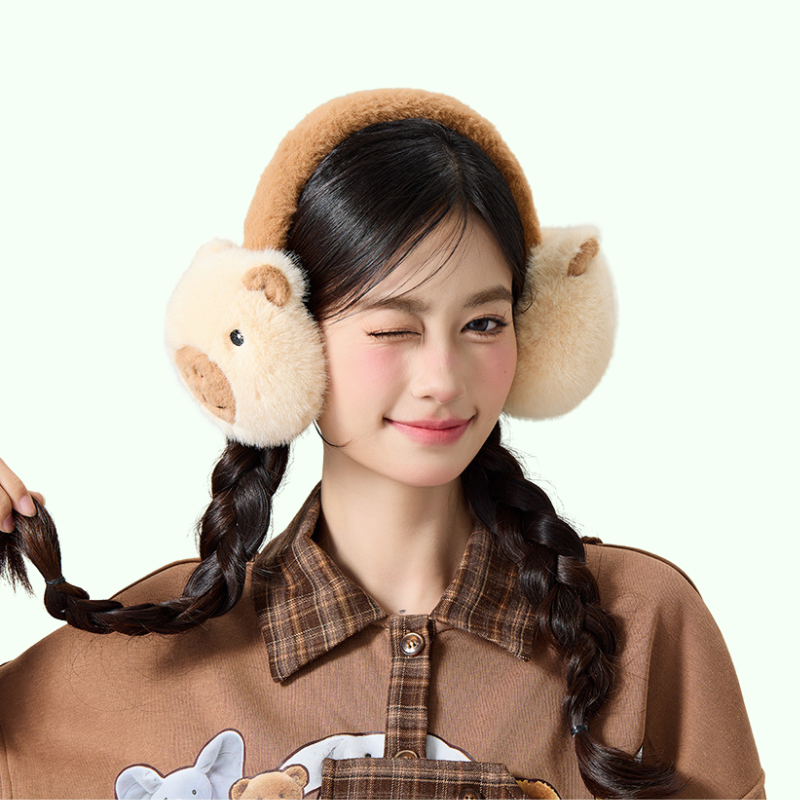 omgkawaii Apparel & Accessories Beige Cozy Capybara Plush Earmuffs