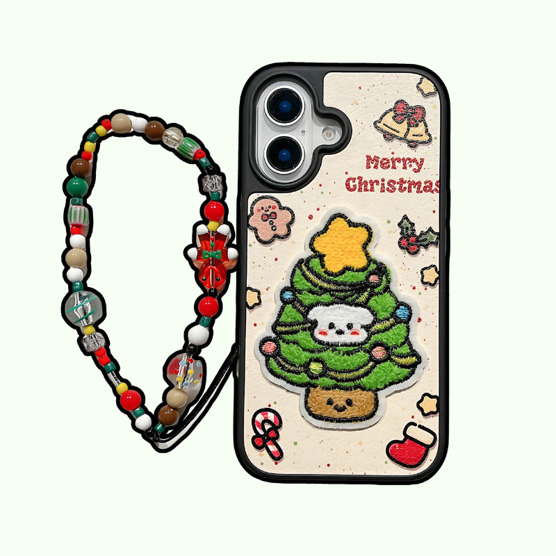 omgkawaii Apparel & Accessories Christmas Tree Phone Case with Beaded Charm