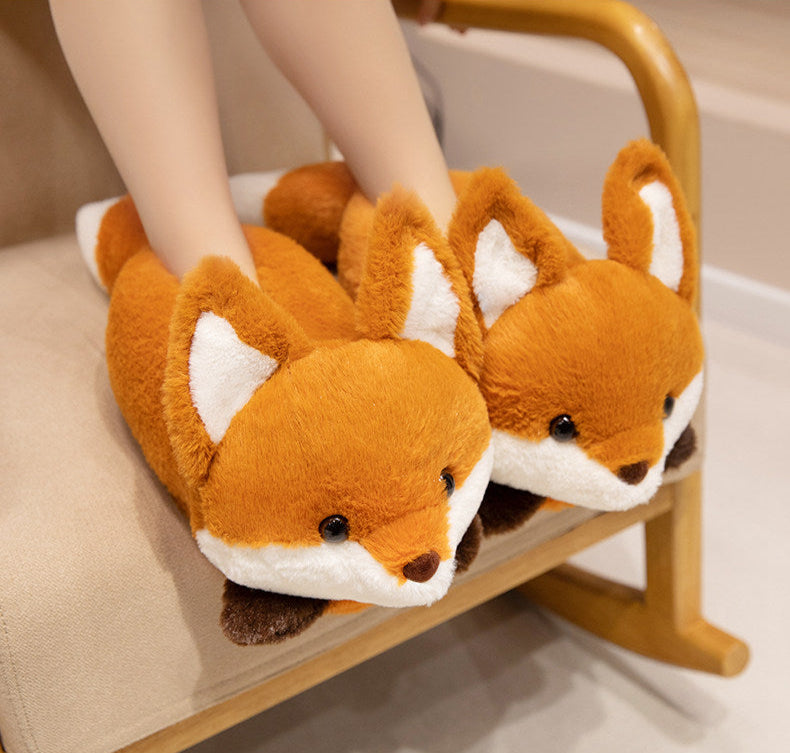 omgkawaii Apparel & Accessories Cozy Fox Plush Slippers: Snuggle and Step in Style