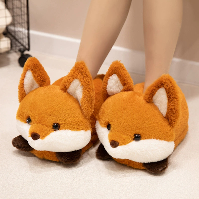 omgkawaii Apparel & Accessories Cozy Fox Plush Slippers: Snuggle and Step in Style