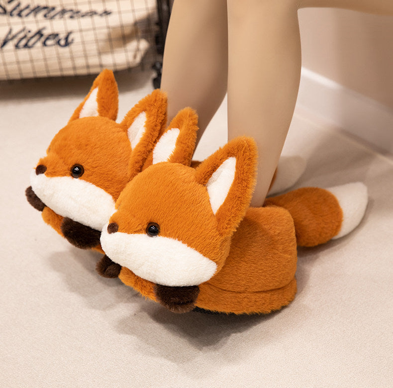 omgkawaii Apparel & Accessories Cozy Fox Plush Slippers: Snuggle and Step in Style