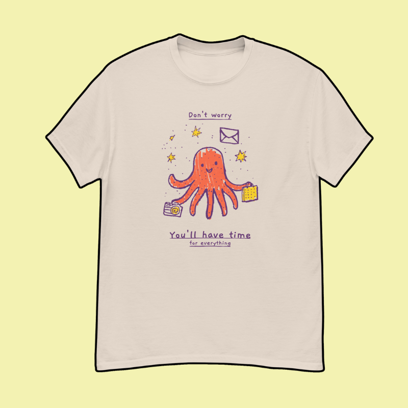 omgkawaii Apparel > Hoodies Natural / S Busy Octopus Tee Juggling Life with a Smile