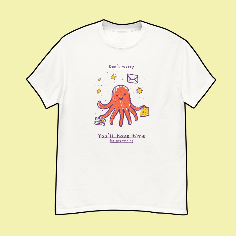 omgkawaii Apparel > Hoodies White / S Busy Octopus Tee Juggling Life with a Smile