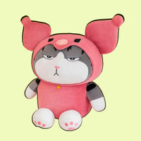 omgkawaii Dark Pink Cat Plushie Transforming with Animal Outfit Collection