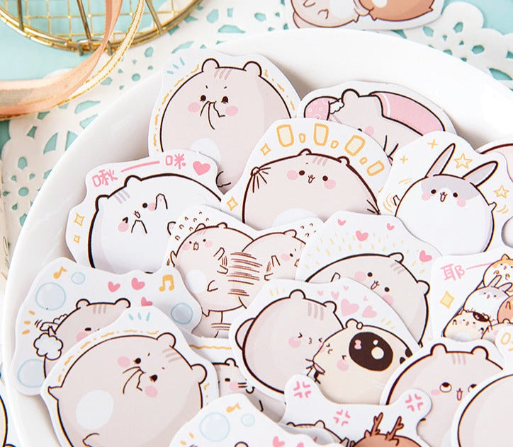 omgkawaii Decorative Stickers Kawaii Fat Rat Stickers 45 Pieces