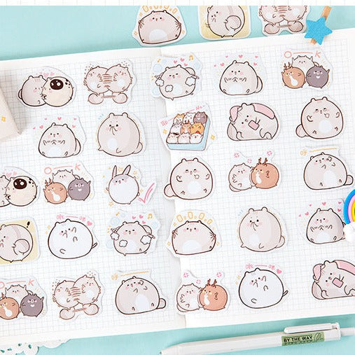 omgkawaii Decorative Stickers Kawaii Fat Rat Stickers 45 Pieces