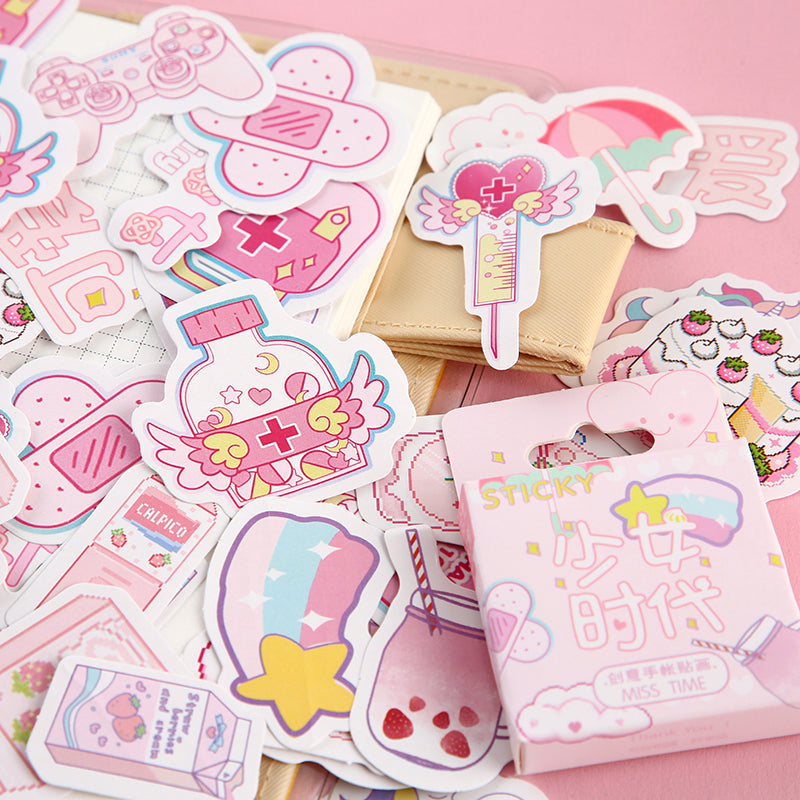 Kawaii Pink Stickers 45 Pieces
