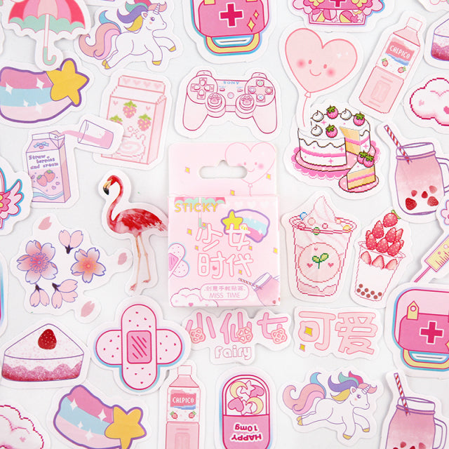 omgkawaii Decorative Stickers Kawaii Pink Stickers 45 Pieces