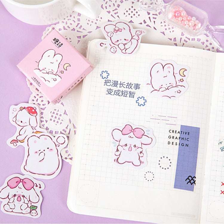 omgkawaii Decorative Stickers Kawaii Rabbit Bunny Pink 45 Pieces Stickers