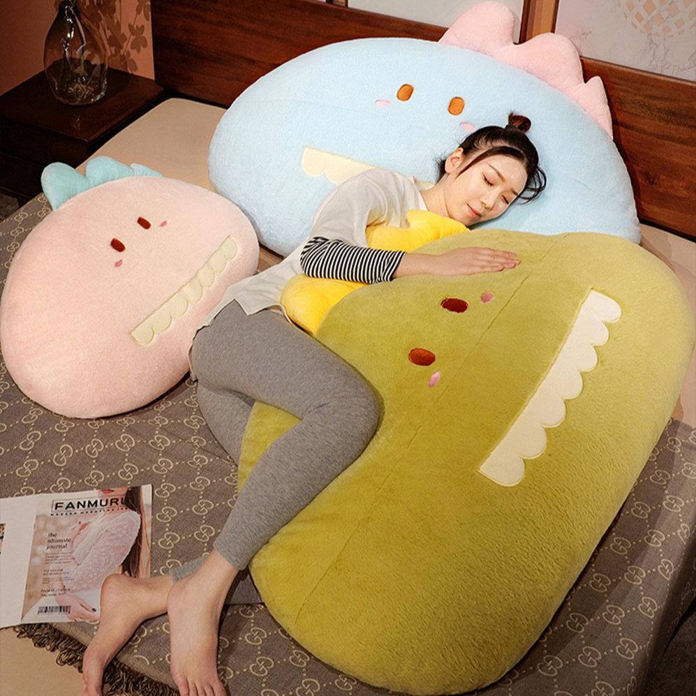 Giant Dinosaur Plush Pillow – Soft Cozy Snuggle Buddy