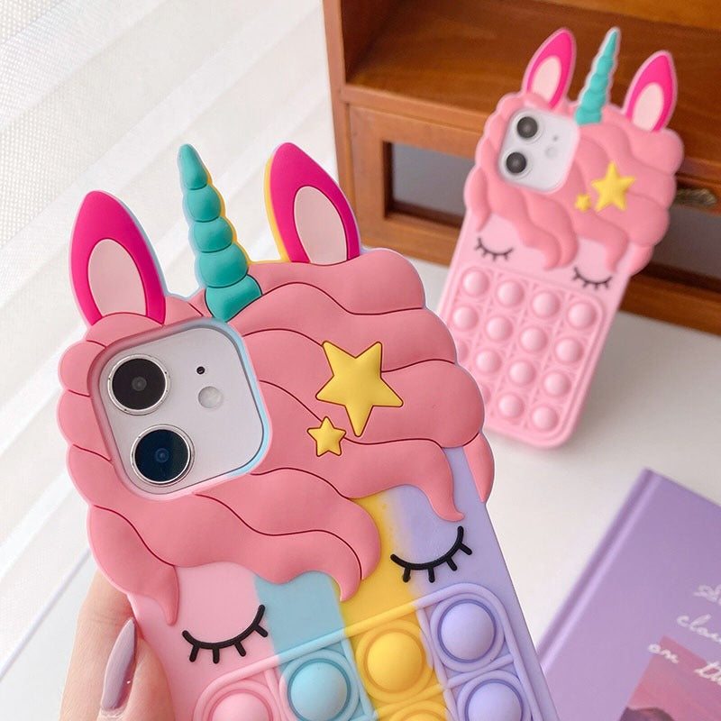 omgkawaii Mobile Phone Cases Unicorn Pop It Phone Case for iPhone