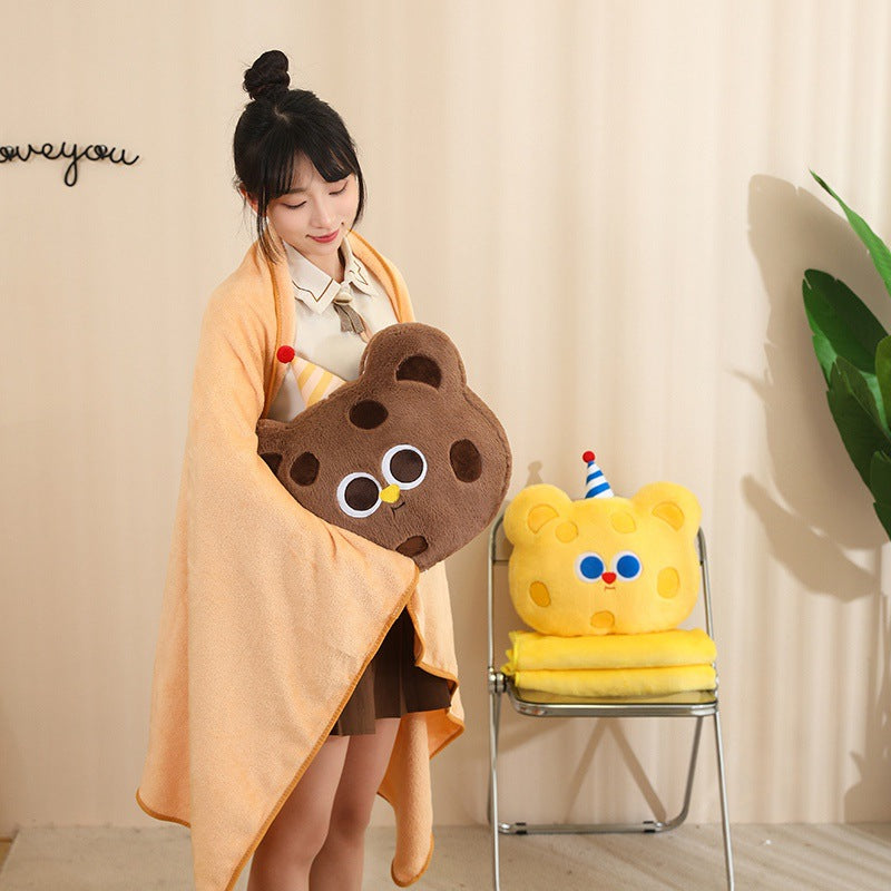 omgkawaii Pillows Biscuit Bear Plush: Pillow and Blanket Set