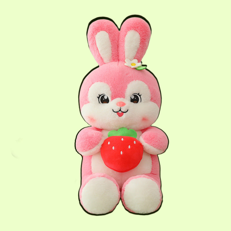 Adorable Plush Rabbit with Juicy Strawberry Companion