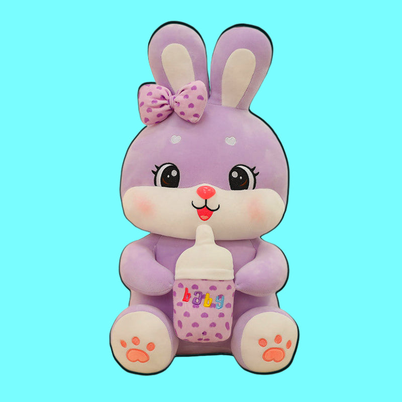 Irresistibly Cute Rabbit Plushie with milk Companion