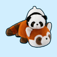 omgkawaii Stuffed Animals 25 CM Convertible Cuddly Duo: Adorable Panda and Transforming Raccoon Plush Toy