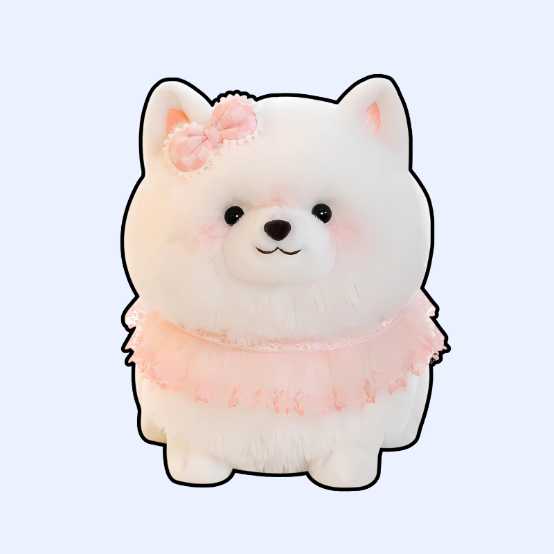 omgkawaii Stuffed Animals 30 CM Blush Pomeranian Princess Plush with Pink Tutu