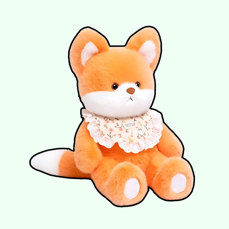 omgkawaii Stuffed Animals 45 CM / Bib Adorable Fox Plush Set: Baby and Toddler Duo with Bib & Diaper