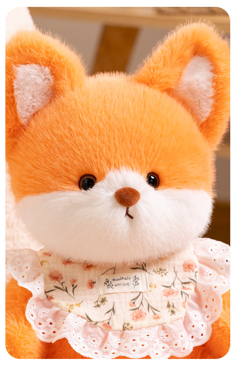 Adorable Fox Plush Set Baby and Toddler Duo with Bib Diaper