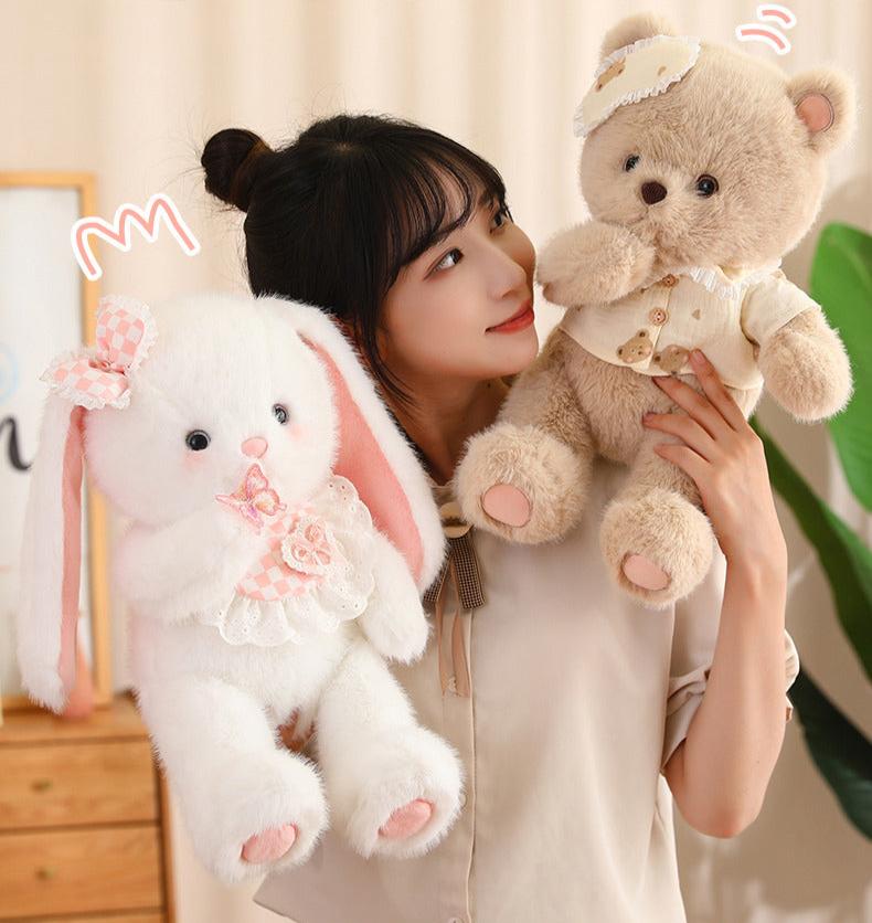 omgkawaii Stuffed Animals Adorable White Cat Plush with Bow