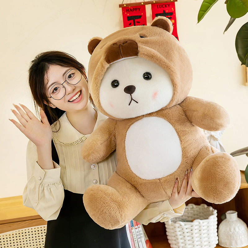 Bear Capybara Plush Duo: Adorable Hooded Companions | omgkawaii