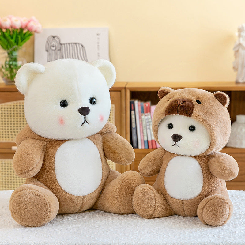 omgkawaii Stuffed Animals Bear Capybara Plush Duo: Adorable Hooded Companions