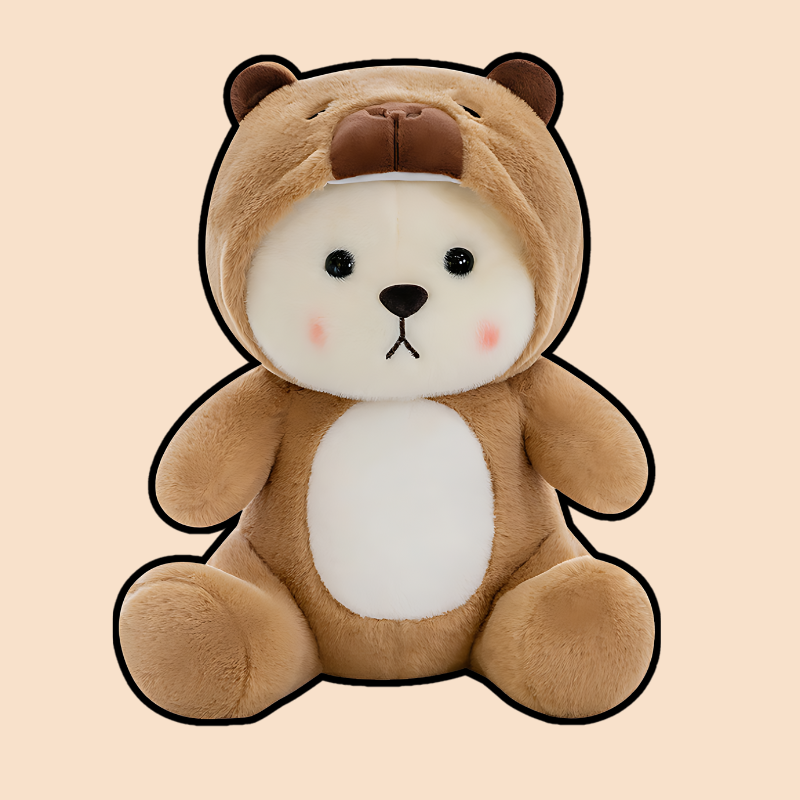 omgkawaii Stuffed Animals Bear Capybara Plush Duo: Adorable Hooded Companions