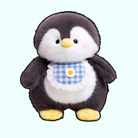 omgkawaii Stuffed Animals Black / 35 CM Penguin Plush with Gingham Bib – Soft & Cuddly