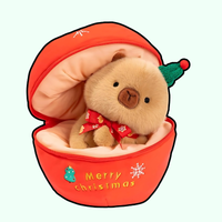 omgkawaii Stuffed Animals Brown Capybara with apple Christmas Cuddly Friends Gift Set