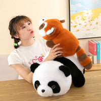 omgkawaii Stuffed Animals Convertible Cuddly Duo: Adorable Panda and Transforming Raccoon Plush Toy