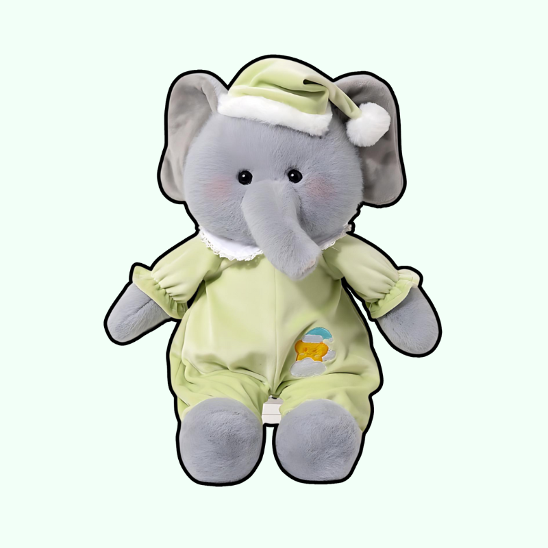 omgkawaii Stuffed Animals Cozy Elephant in Green Pajamas