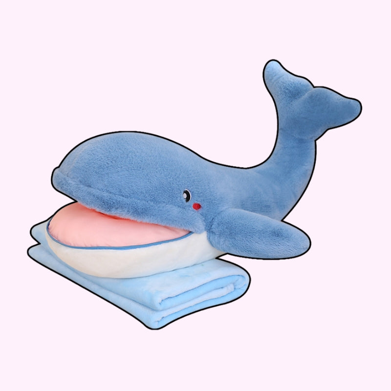 omgkawaii Stuffed Animals Cozy Whale Cuddle: Plushie with Snuggly Blanket