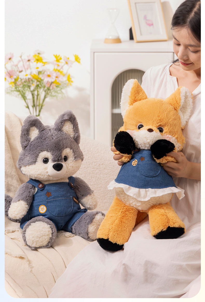 omgkawaii Stuffed Animals Cuddle Buddy Husky Plush in Overalls