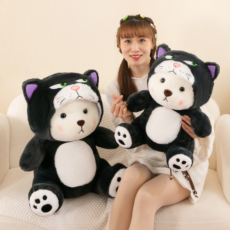 omgkawaii Stuffed Animals Cuddly Bear in Black Cat Costume