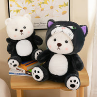 omgkawaii Stuffed Animals Cuddly Bear in Black Cat Costume