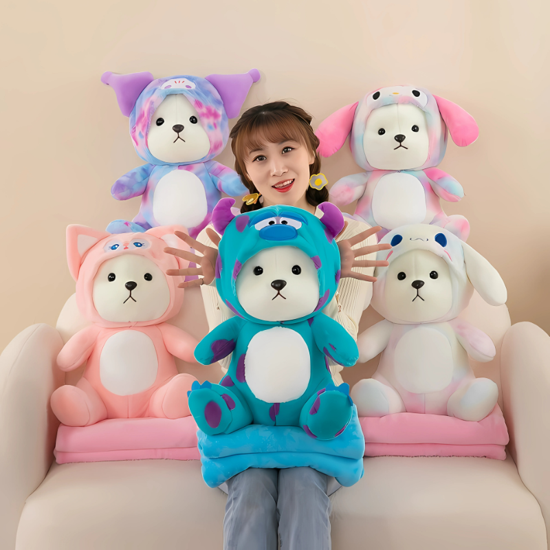 omgkawaii Stuffed Animals Dreamy Pastel Bunny Bear Plush with Blanket