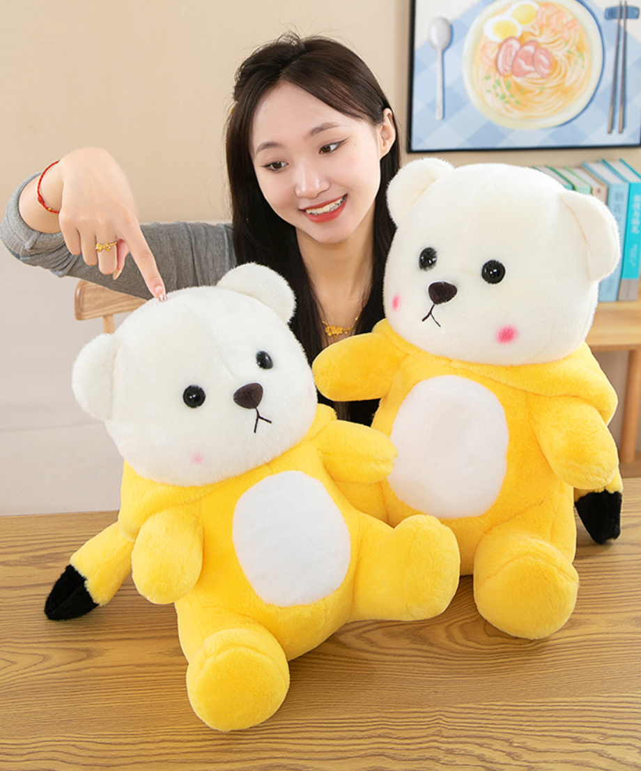 omgkawaii Stuffed Animals Golden Hug: Adorable Bear in a Bright Yellow Hoodie